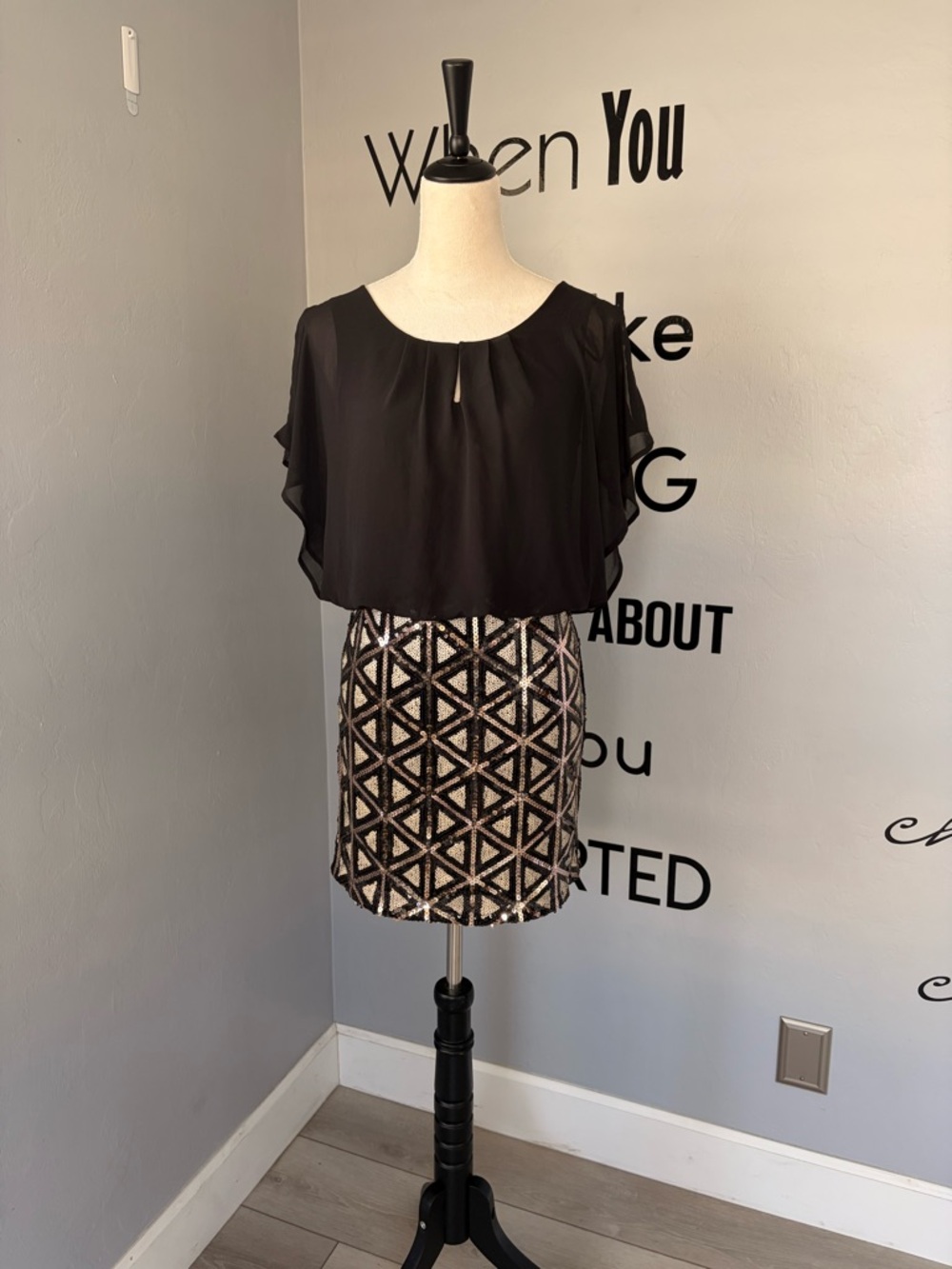 Skies Are Blue Sequin Cocktail Mini Dress Size XS